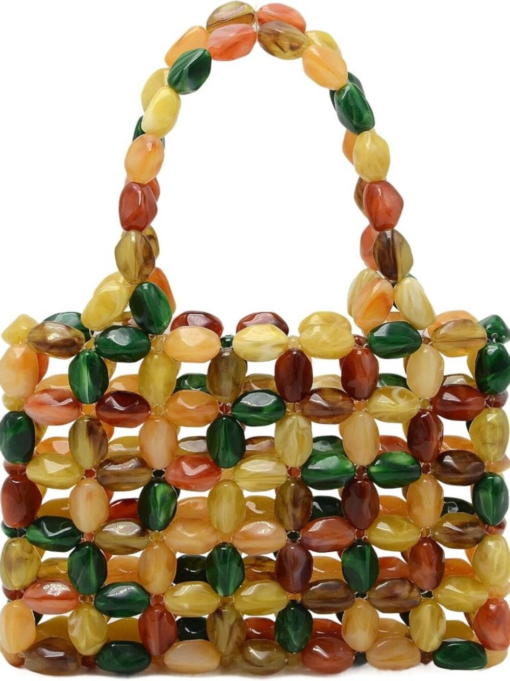 Colorful Handmade Acrylic Beaded Handbag | Stylish Multicolor Stone Look
